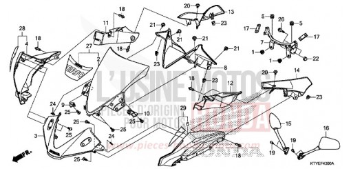 PANNEAU SUPERIEUR CBR125RF de 2015